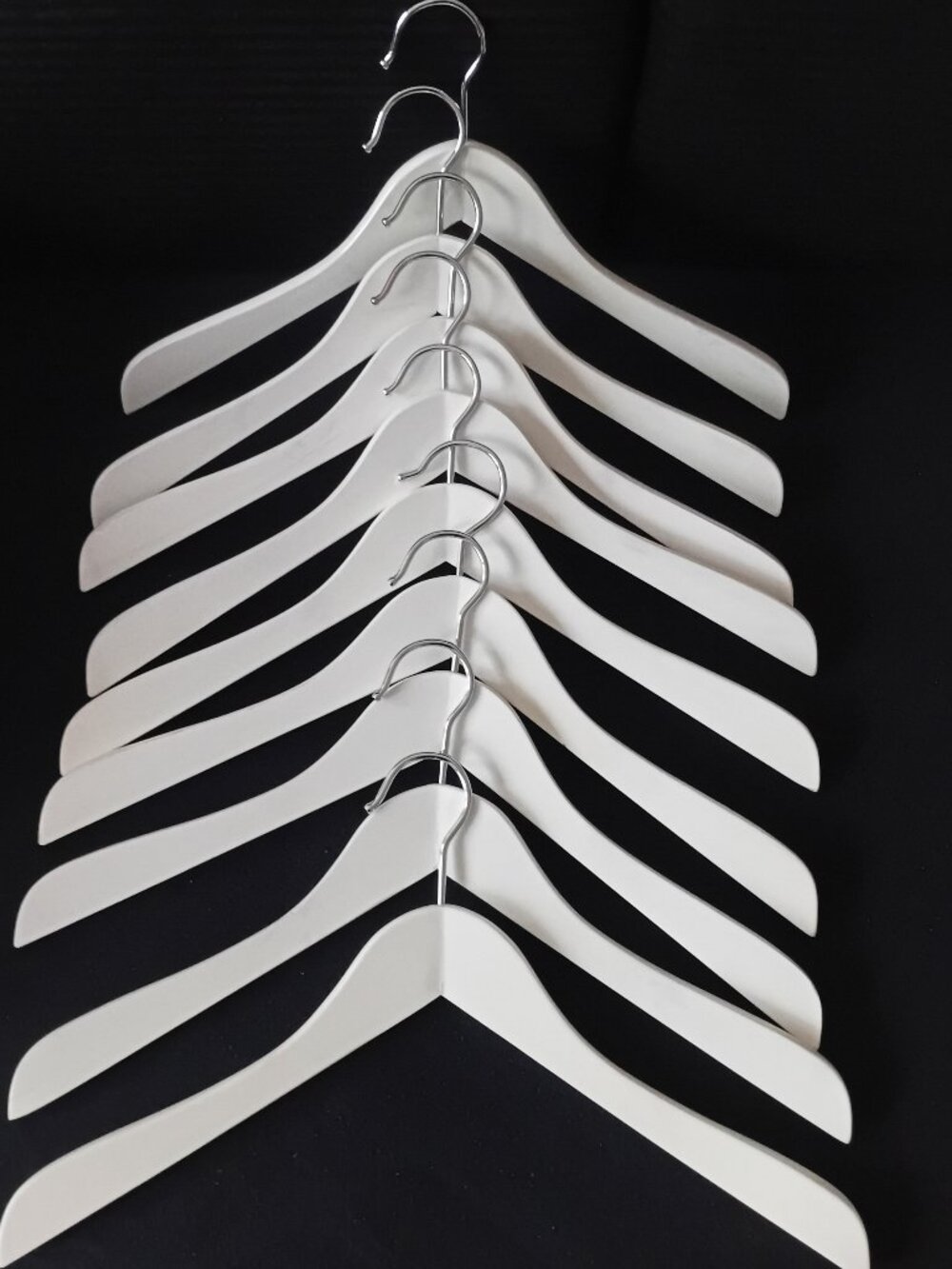 Solid Wood White Hangers Lot Of 11